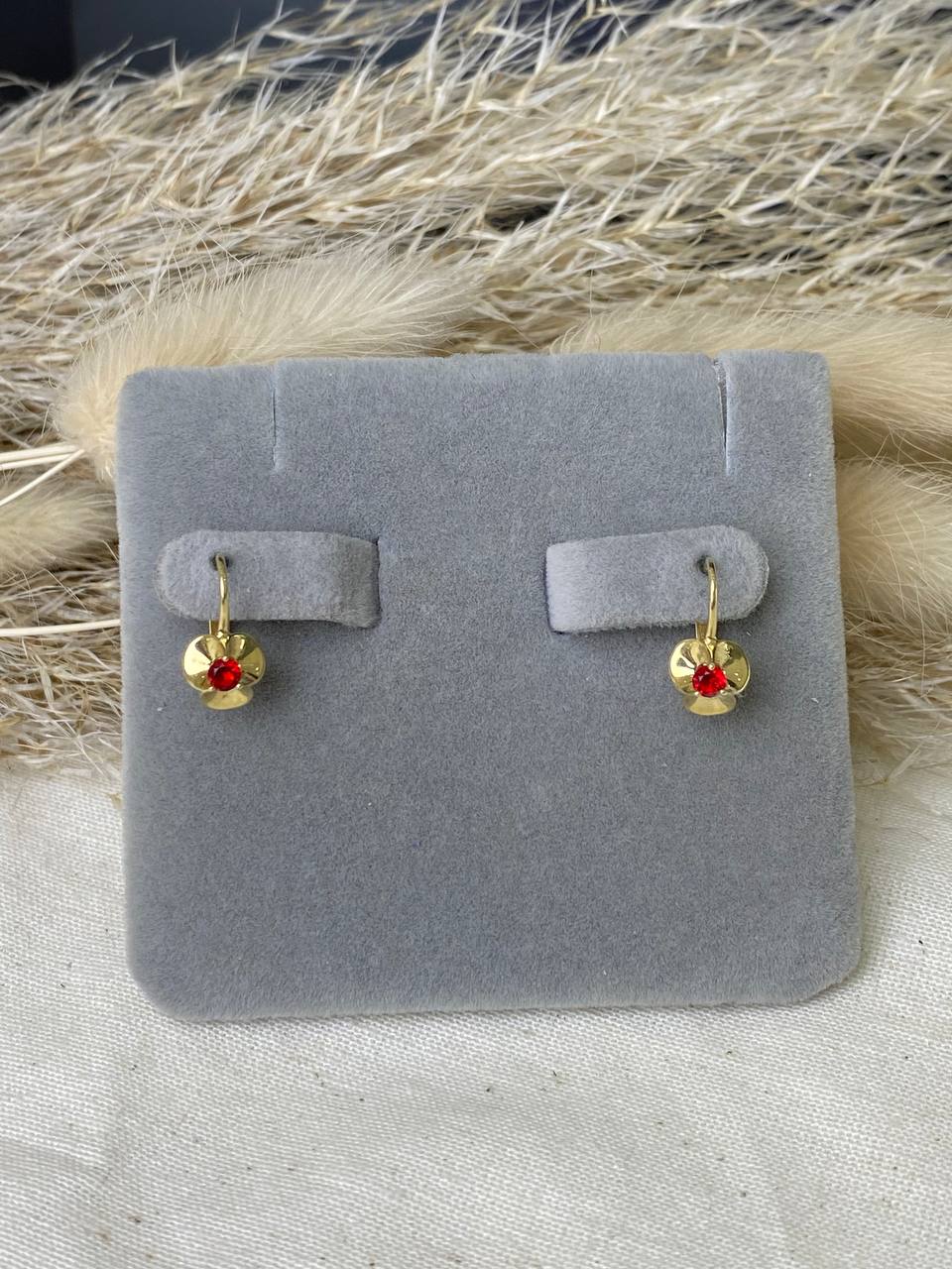 Серьги детские из желтого золота  585 пробы